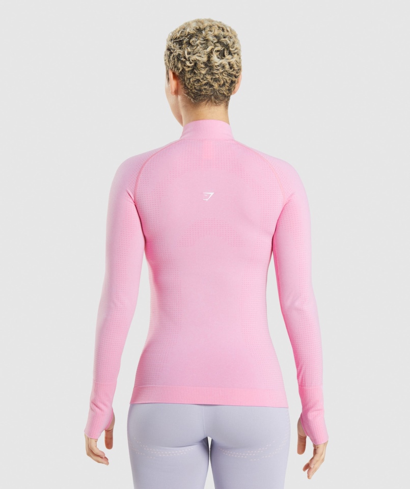 Gymshark Vital Bezszwowa Bluza Z Suwakiem 2.0 1/2 Sorbet Pink Marl