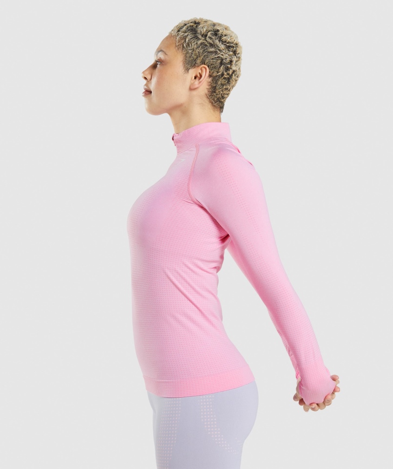 Gymshark Vital Bezszwowa Bluza Z Suwakiem 2.0 1/2 Sorbet Pink Marl