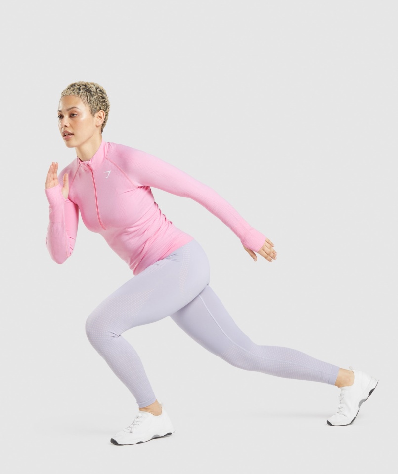 Gymshark Vital Bezszwowa Bluza Z Suwakiem 2.0 1/2 Sorbet Pink Marl
