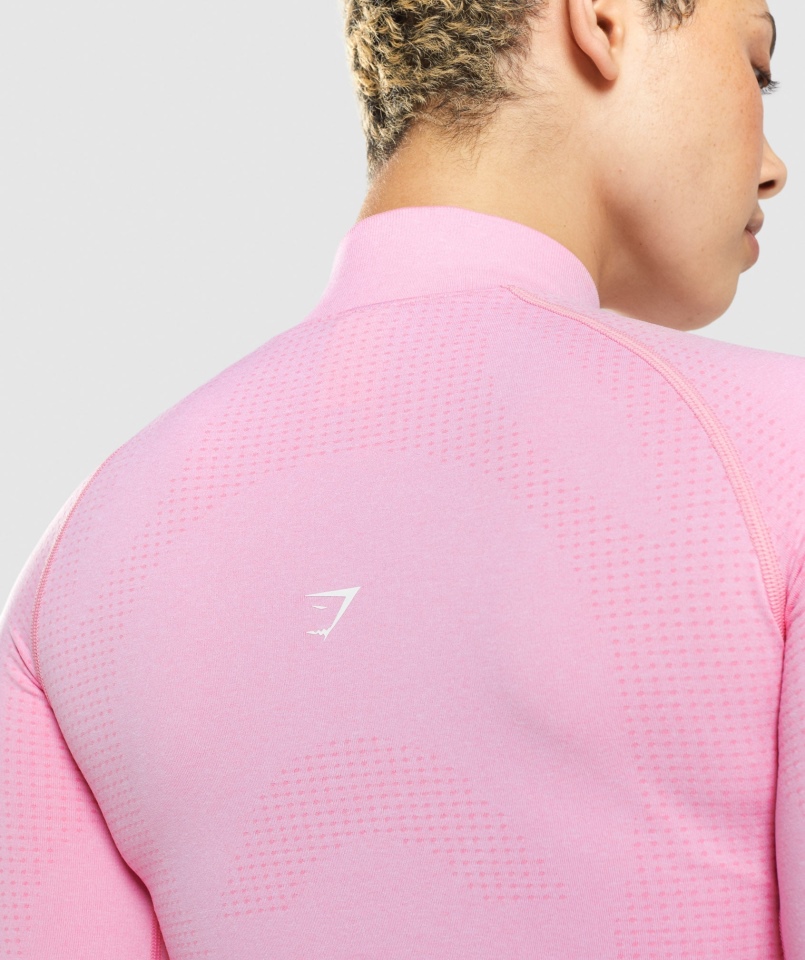 Gymshark Vital Bezszwowa Bluza Z Suwakiem 2.0 1/2 Sorbet Pink Marl