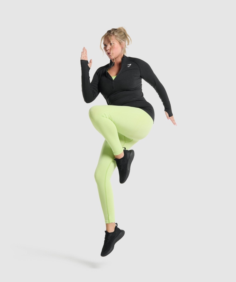 Gymshark Vital Bezszwowa Bluza Z Suwakiem 2.0 1/2 Damska Czarna Marl