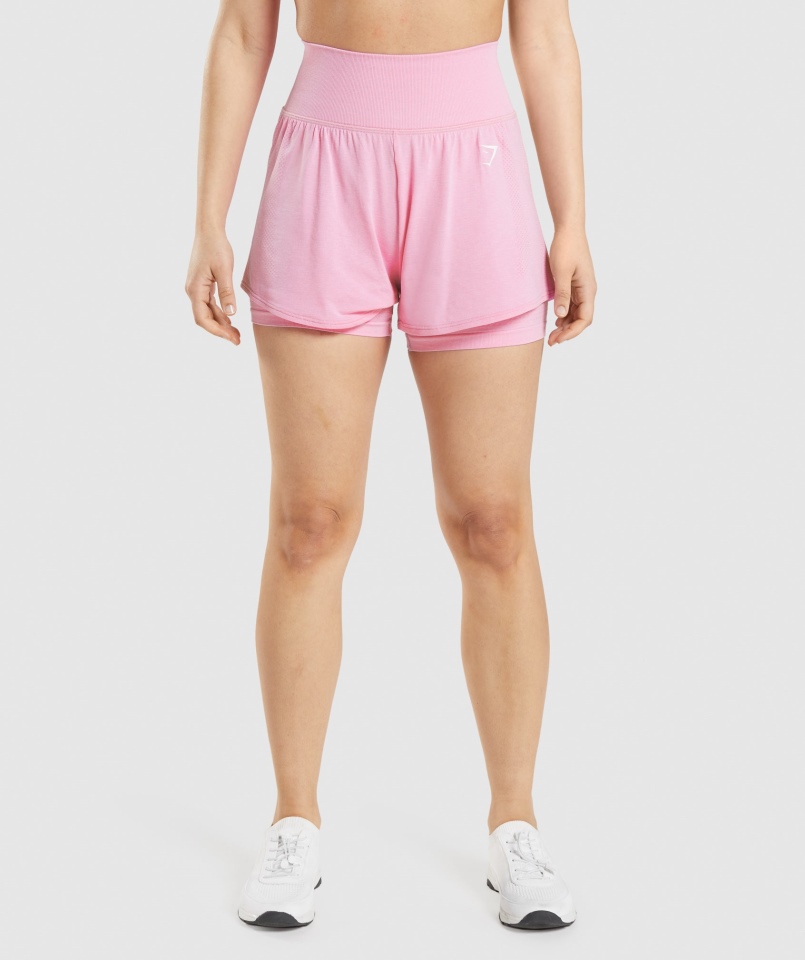Gymshark Vital Bezszwowe 2.0 2 W 1 Szorty Sorbet Pink Marl