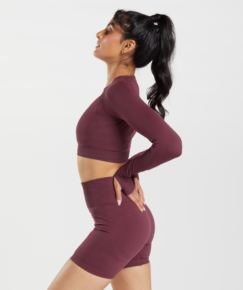 Gymshark Vital Bezszwowa Bluzka Bezszwowa 2.0 Pieczona Bordowa Marl