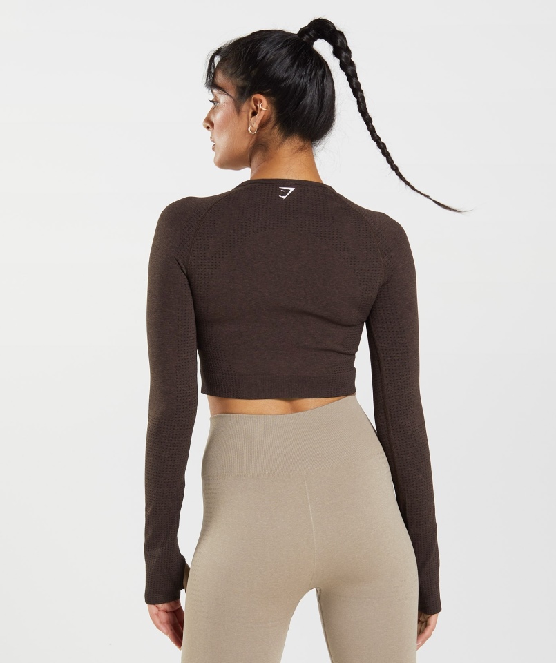 Gymshark Vital Bezszwowa Bluzka 2.0 Cherry Brown Marl