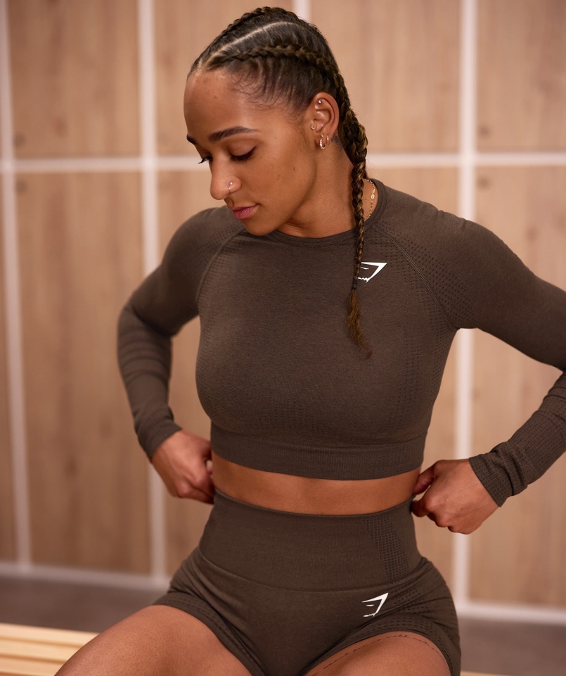 Gymshark Vital Bezszwowa Bluzka Bezszwowa 2.0 Espresso Marl