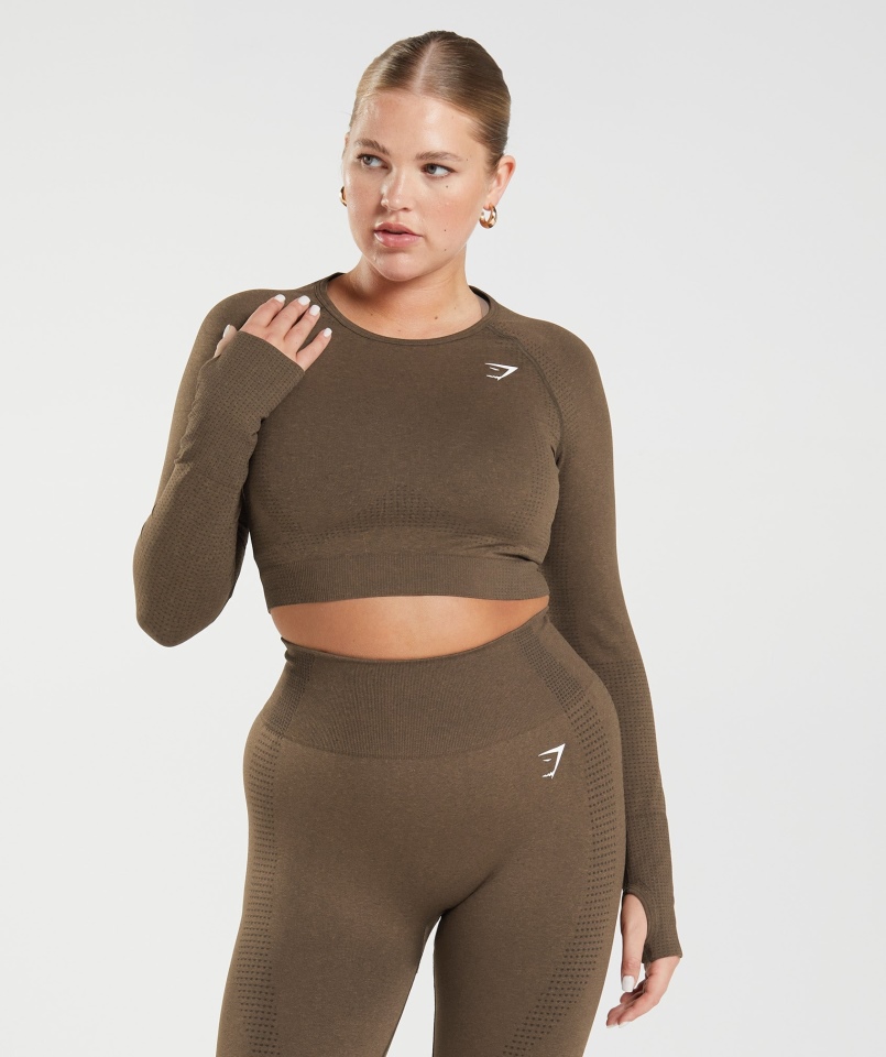 Gymshark Vital Bezszwowa Bluzka Bezszwowa 2.0 Espresso Marl