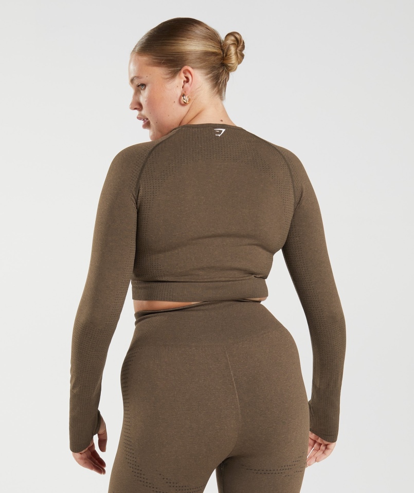 Gymshark Vital Bezszwowa Bluzka Bezszwowa 2.0 Espresso Marl