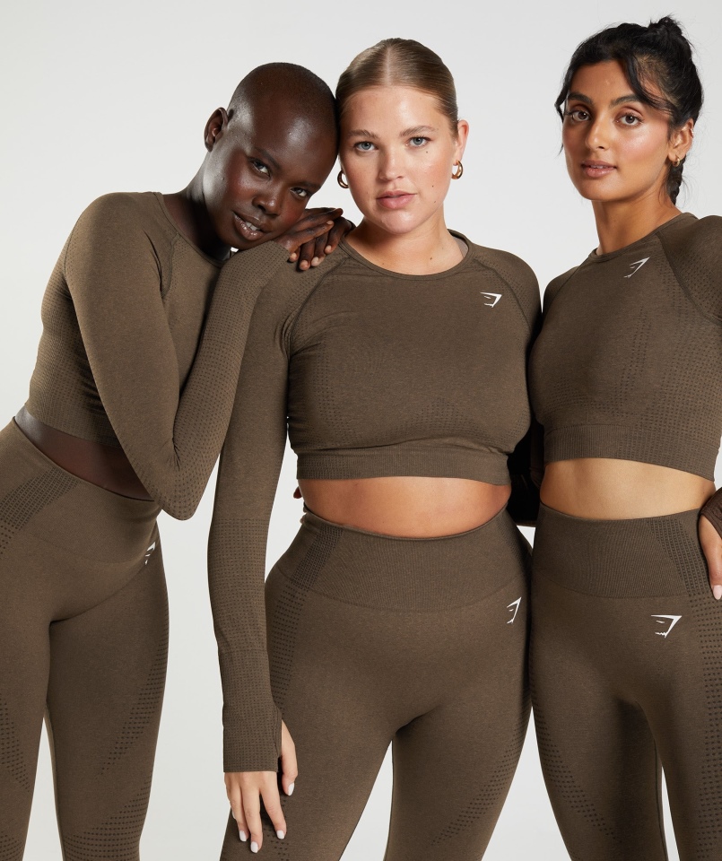 Gymshark Vital Bezszwowa Bluzka Bezszwowa 2.0 Espresso Marl