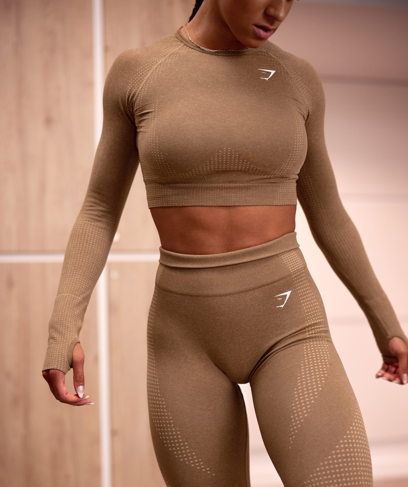 Gymshark Vital Bezszwowa Bluzka 2.0 Płowa Marl