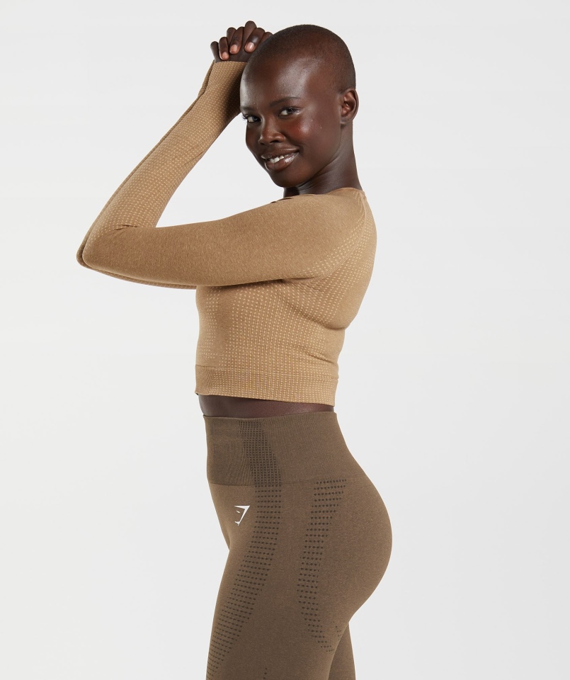 Gymshark Vital Bezszwowa Bluzka 2.0 Płowa Marl