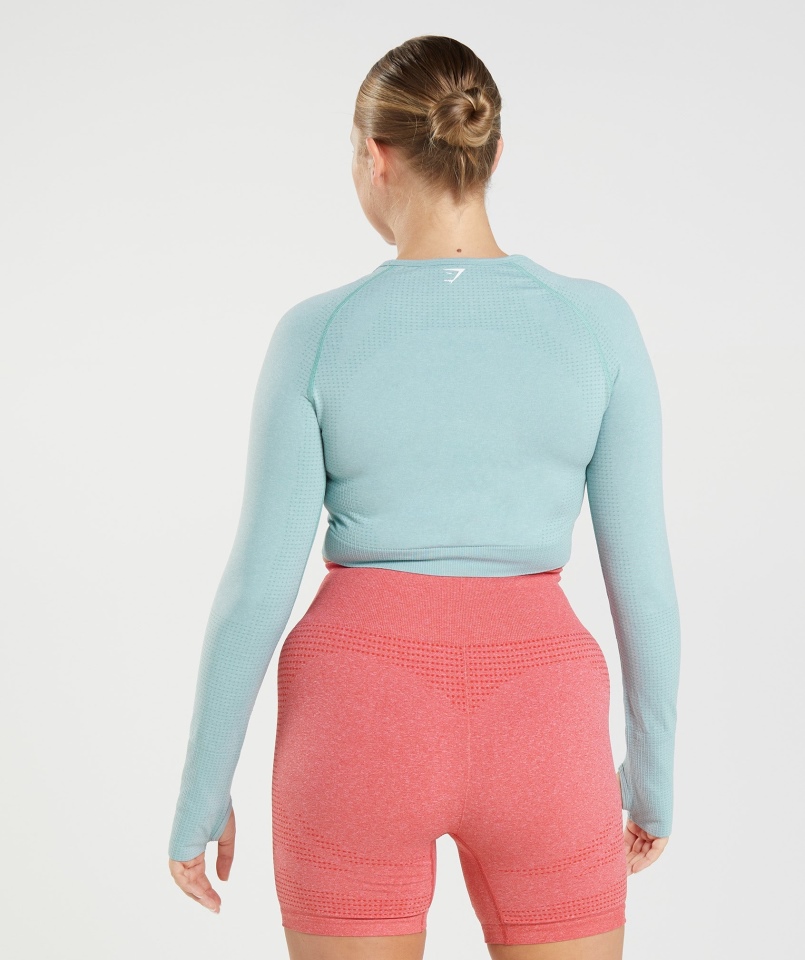Gymshark Vital Bezszwowa Bluzka 2.0 Bez Szwów Perłowa Niebieska Marl