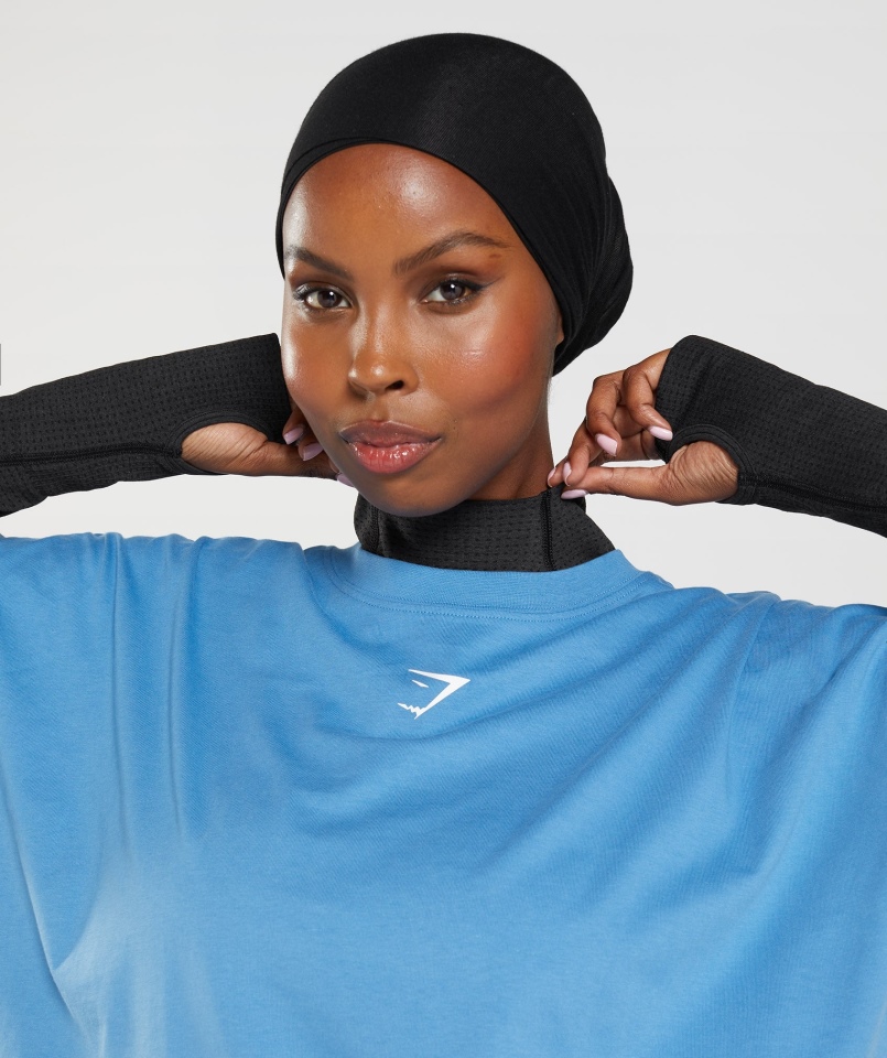 Gymshark Vital Bezszwowa Koszulka Midi 2.0 Z Wysokim Dekoltem Czarna Melanż
