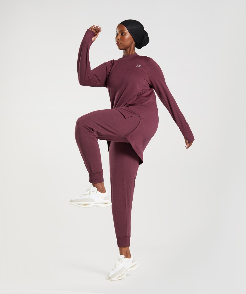 Gymshark Vital Bezszwowe Joggery 2.0 Pieczone Bordowe Marl