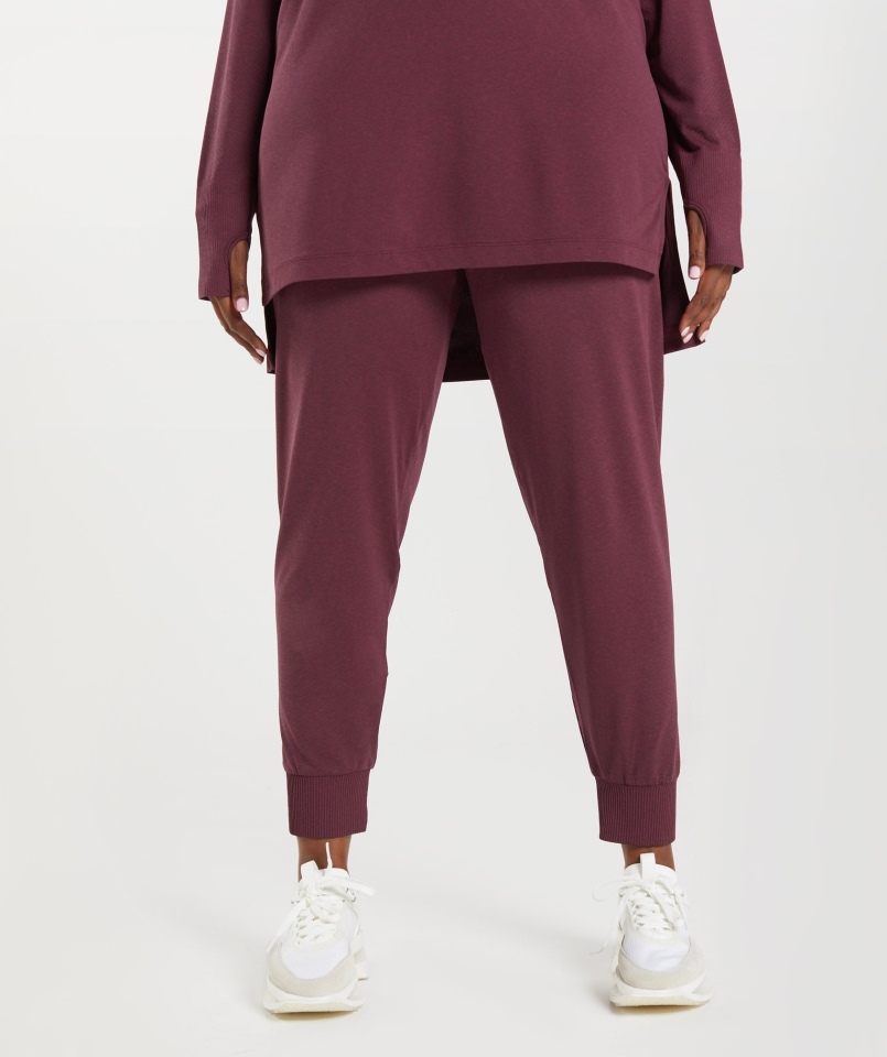Gymshark Vital Bezszwowe Joggery 2.0 Pieczone Bordowe Marl