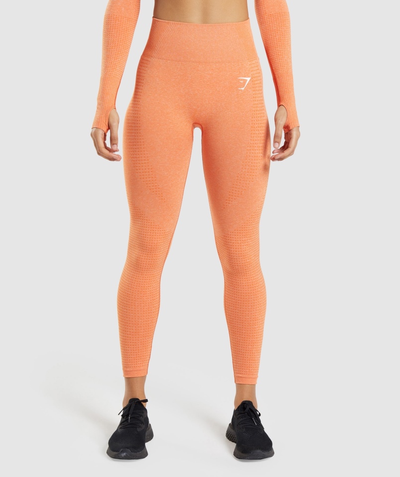 Gymshark Vital Bezszwowe Legginsy 2.0 Morelowe Pomarańczowe Marl