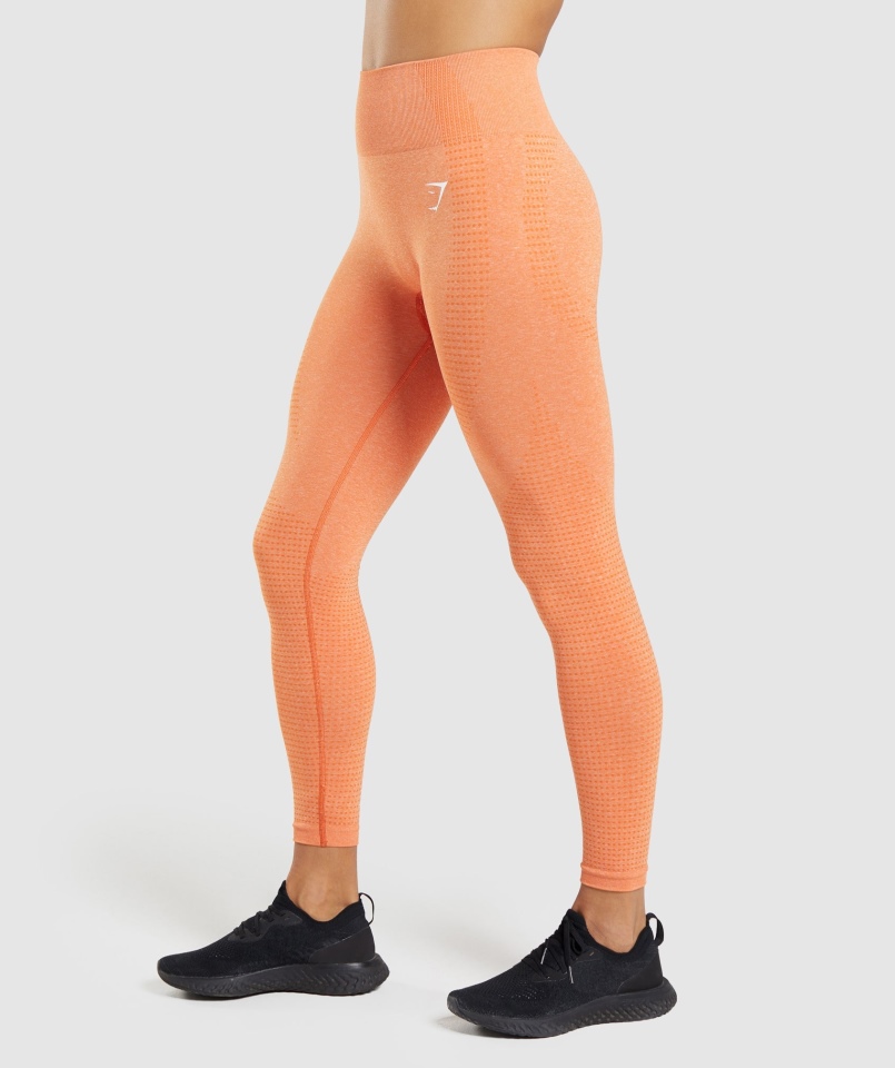 Gymshark Vital Bezszwowe Legginsy 2.0 Morelowe Pomarańczowe Marl
