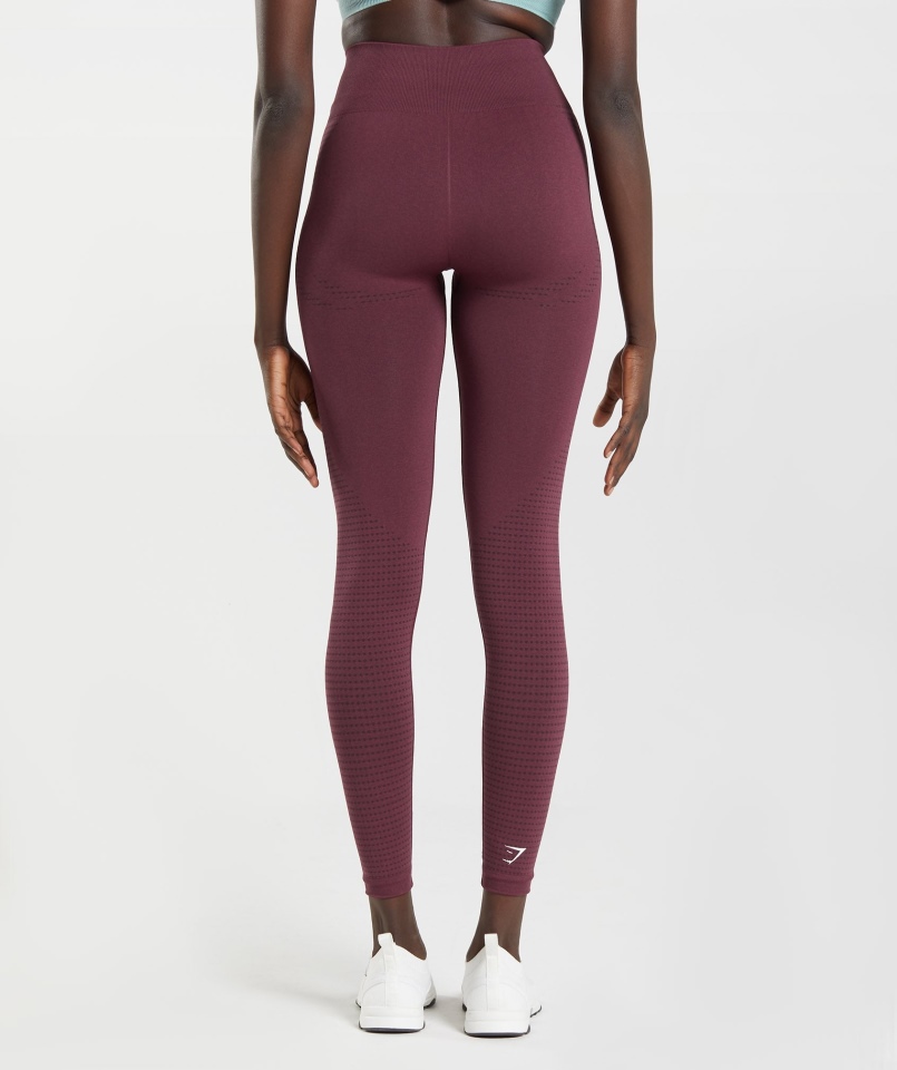 Gymshark Vital Bezszwowe Legginsy 2.0 Pieczone Bordowe Marl
