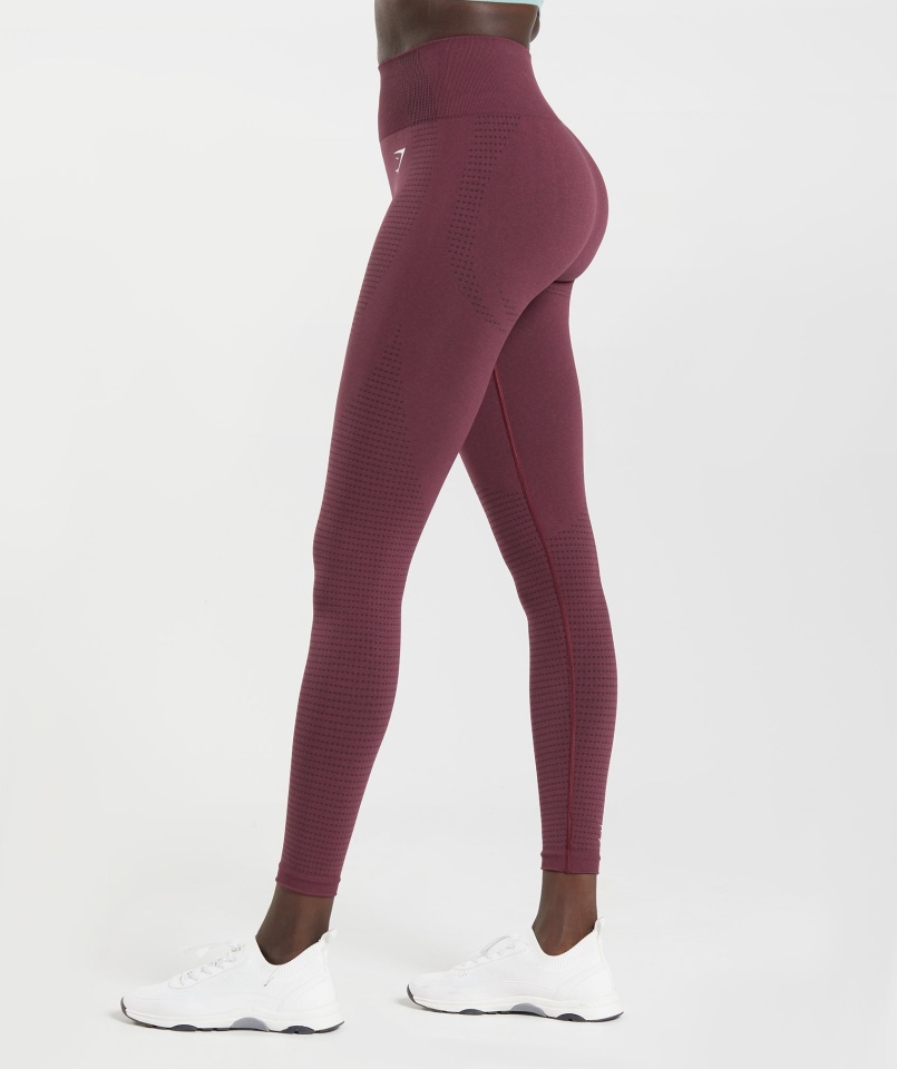 Gymshark Vital Bezszwowe Legginsy 2.0 Pieczone Bordowe Marl