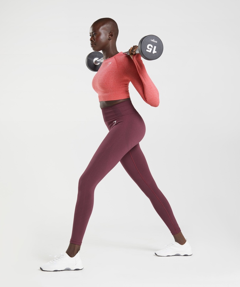 Gymshark Vital Bezszwowe Legginsy 2.0 Pieczone Bordowe Marl