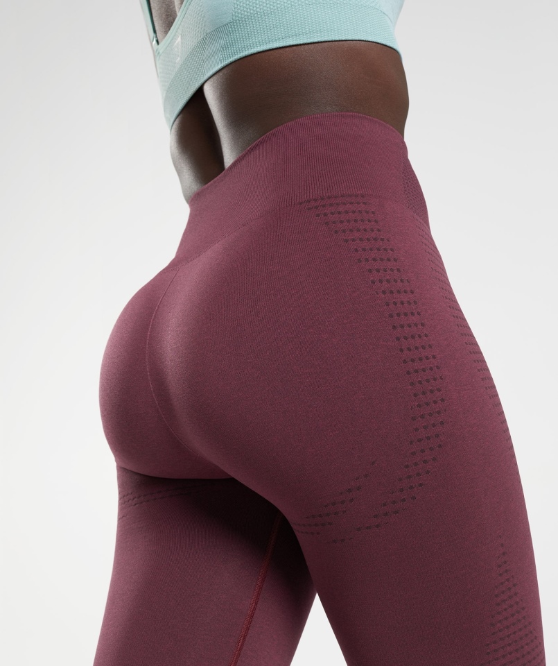 Gymshark Vital Bezszwowe Legginsy 2.0 Pieczone Bordowe Marl