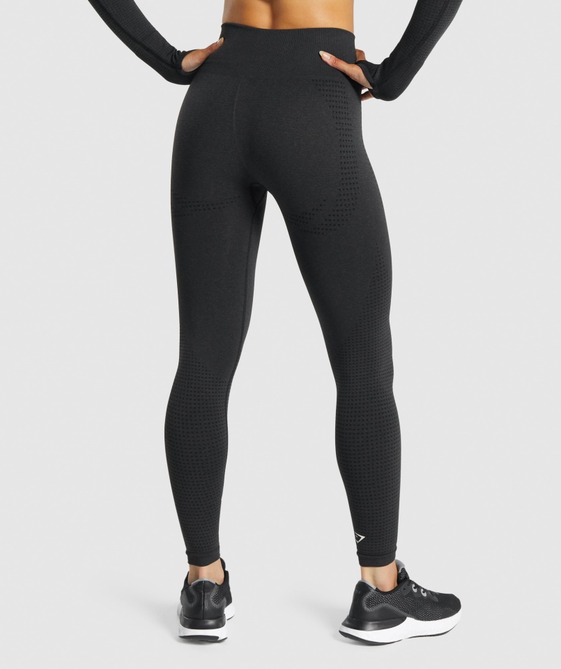 Gymshark Vital Bezszwowe Legginsy 2.0 Czarne Melanż