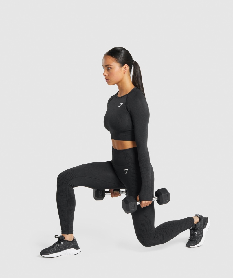 Gymshark Vital Bezszwowe Legginsy 2.0 Czarne Melanż