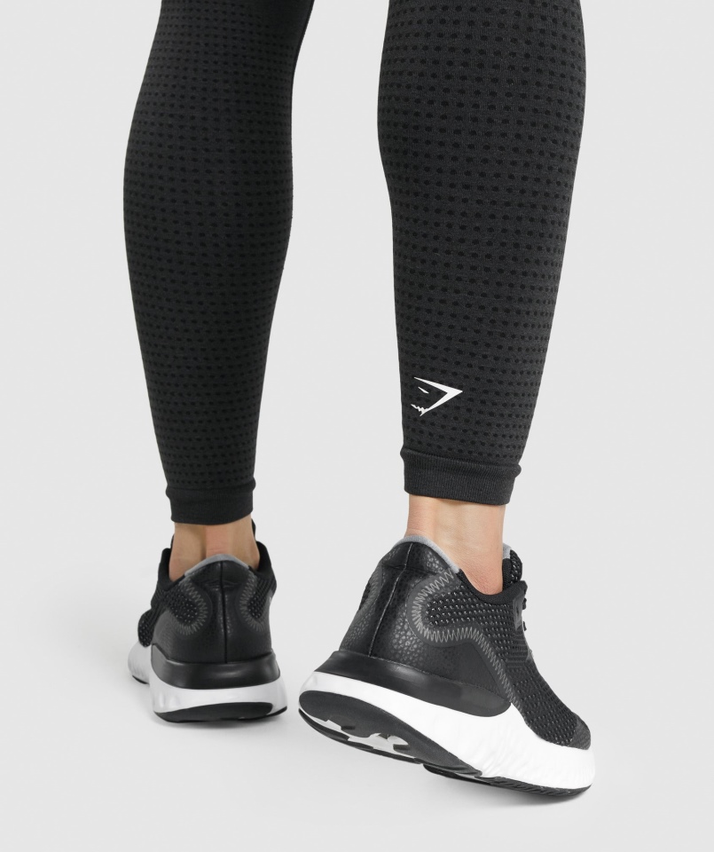 Gymshark Vital Bezszwowe Legginsy 2.0 Czarne Melanż