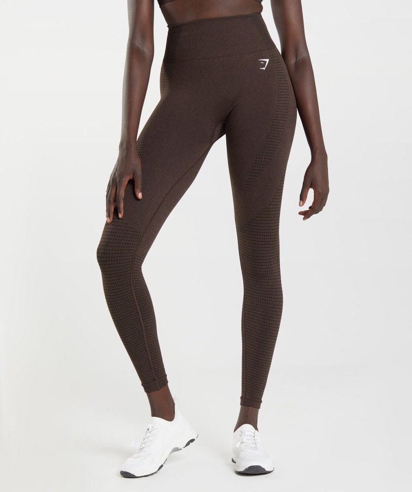 Gymshark Vital Bezszwowe Legginsy 2.0 Wiśniowo-brązowy Melanż