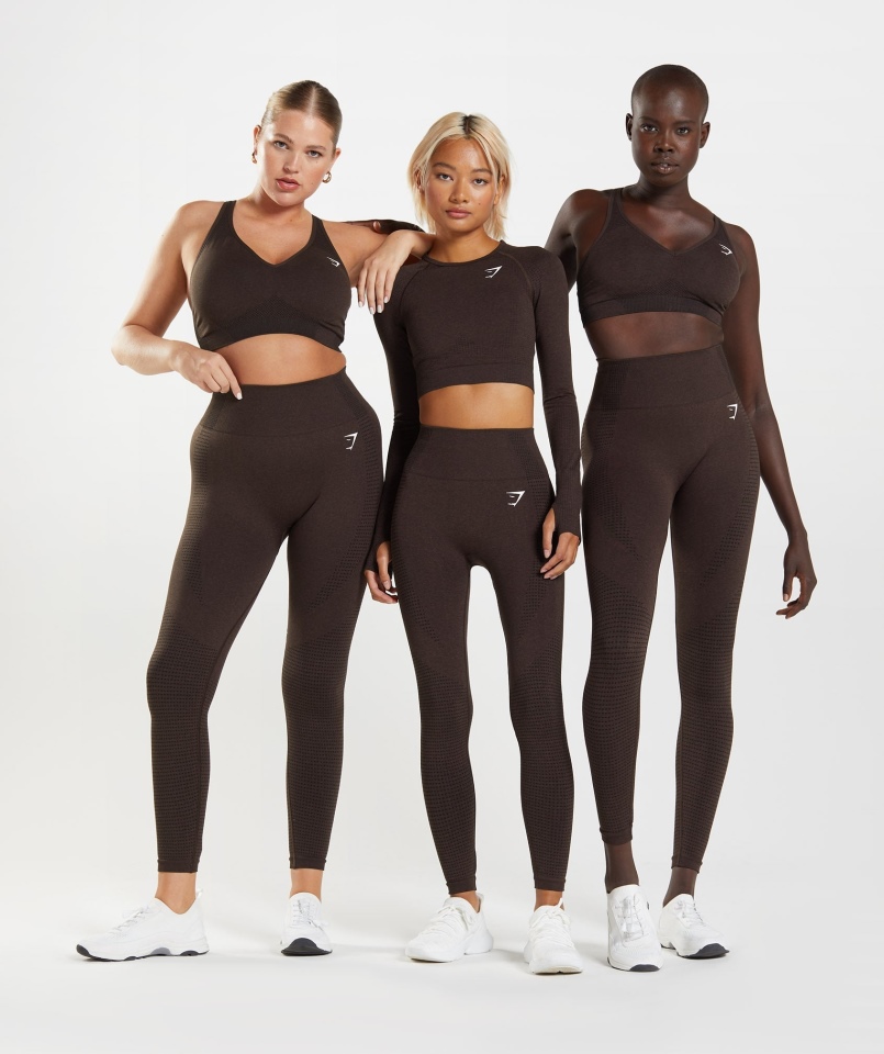 Gymshark Vital Bezszwowe Legginsy 2.0 Wiśniowo-brązowy Melanż