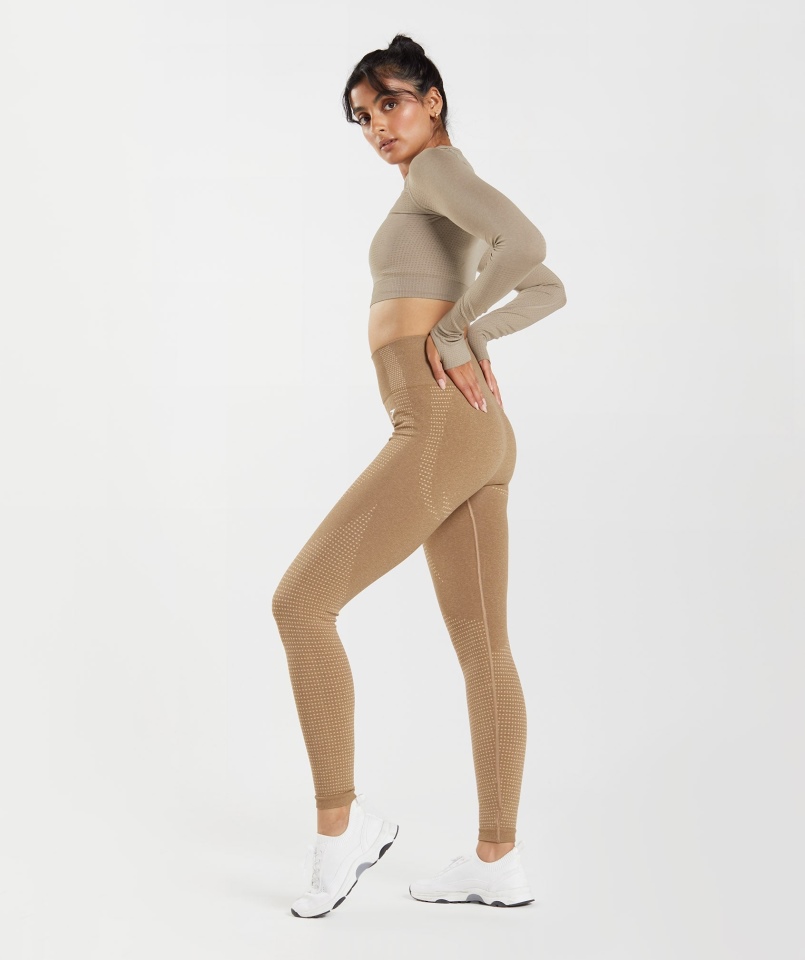 Gymshark Vital Bezszwowe Legginsy 2.0 Płowe Marl