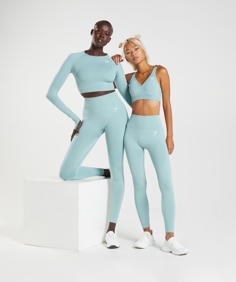 Gymshark Vital Bezszwowe Legginsy 2.0 Perłowo-niebieskie Marl