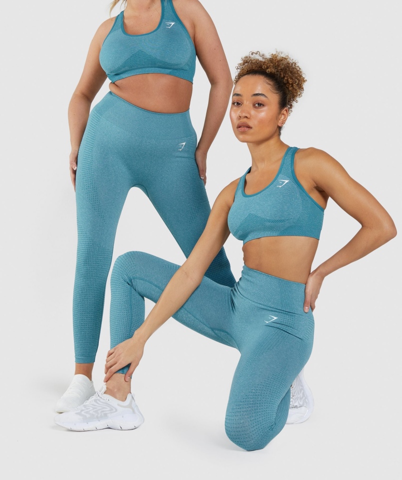 Gymshark Vital Bezszwowe Legginsy 2.0 Tahoe Turkusowy Marl