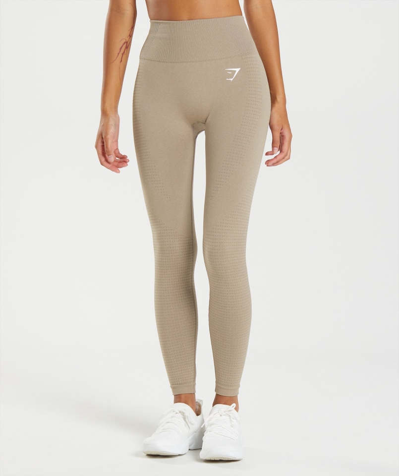 Gymshark Vital Bezszwowe Legginsy 2.0 Waniliowo-brązowy Marl