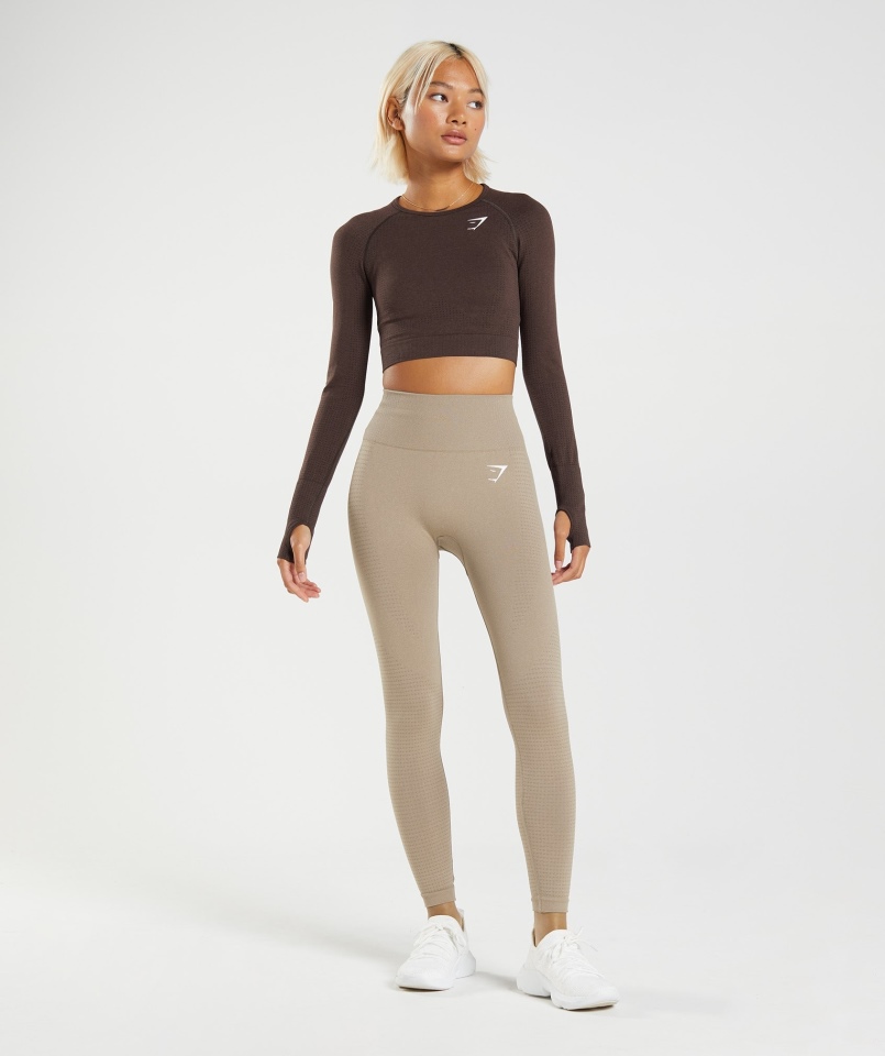 Gymshark Vital Bezszwowe Legginsy 2.0 Waniliowo-brązowy Marl