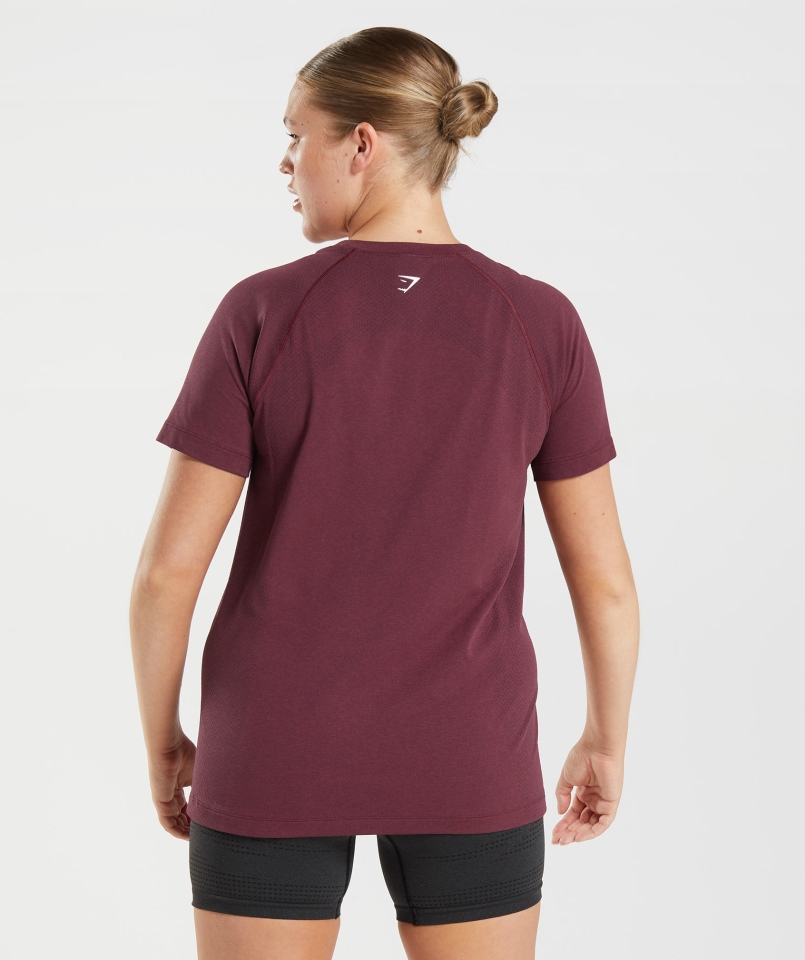 Gymshark Vital Bezszwowa Lekka Koszulka 2.0 Pieczona Bordowa Marl