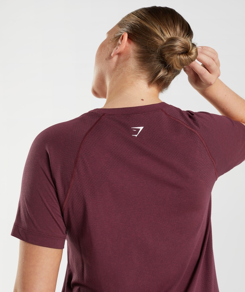 Gymshark Vital Bezszwowa Lekka Koszulka 2.0 Pieczona Bordowa Marl