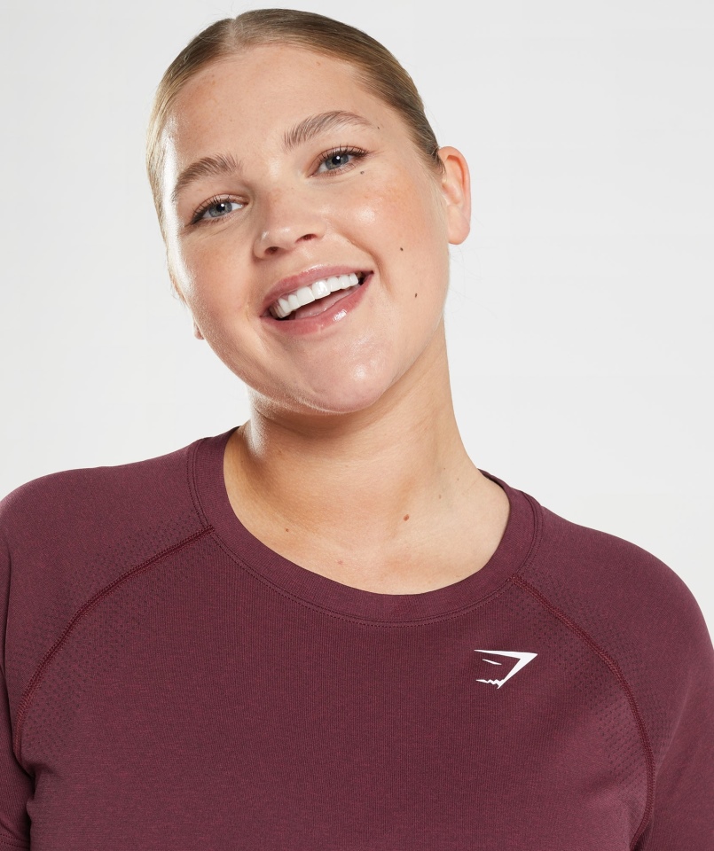 Gymshark Vital Bezszwowa Lekka Koszulka 2.0 Pieczona Bordowa Marl