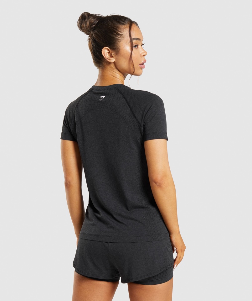Gymshark Vital Bezszwowa Lekka Koszulka 2.0 Czarna Marl