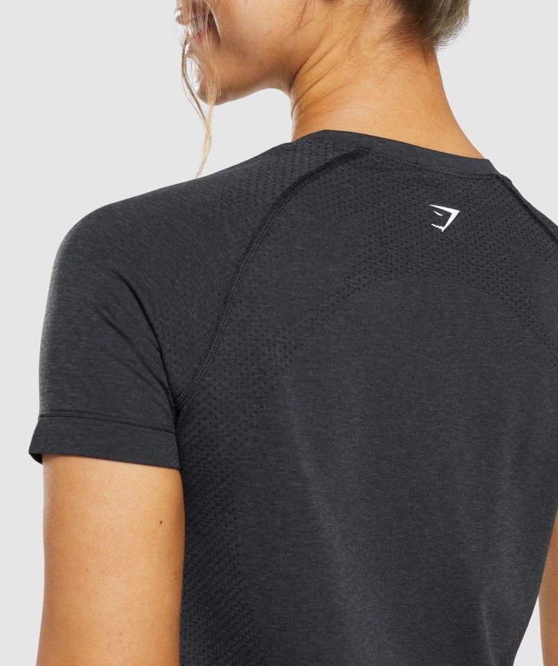 Gymshark Vital Bezszwowa Lekka Koszulka 2.0 Czarna Marl