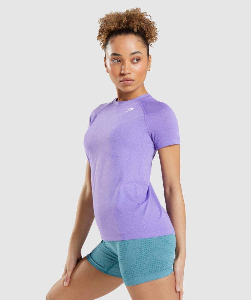 Gymshark Vital Bezszwowa Lekka Koszulka 2.0 Jasna Fioletowa Marl