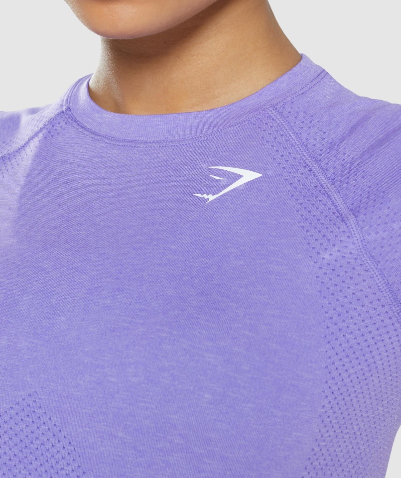 Gymshark Vital Bezszwowa Lekka Koszulka 2.0 Jasna Fioletowa Marl
