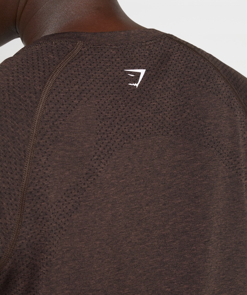 Gymshark Vital Bezszwowa Lekka Koszulka 2.0 Wiśniowo-brązowy Marl
