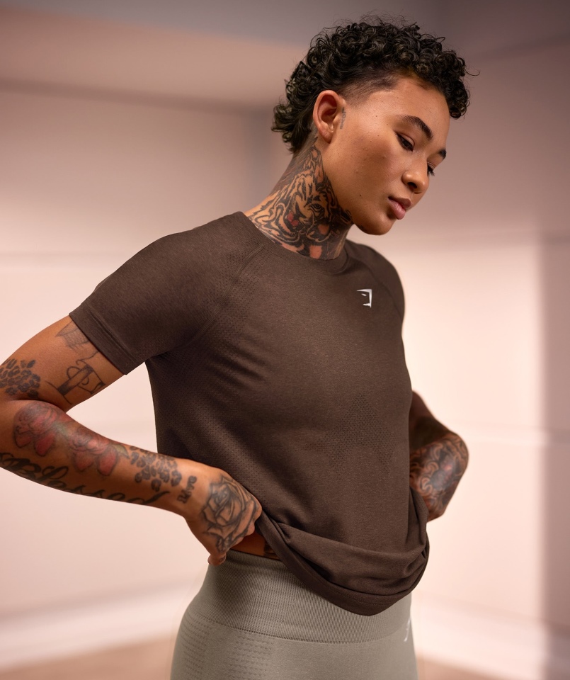 Gymshark Vital Seamless 2.0 Lekka Koszulka Espresso Marl