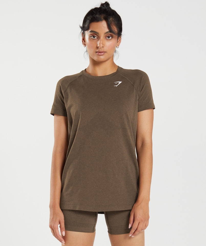 Gymshark Vital Seamless 2.0 Lekka Koszulka Espresso Marl