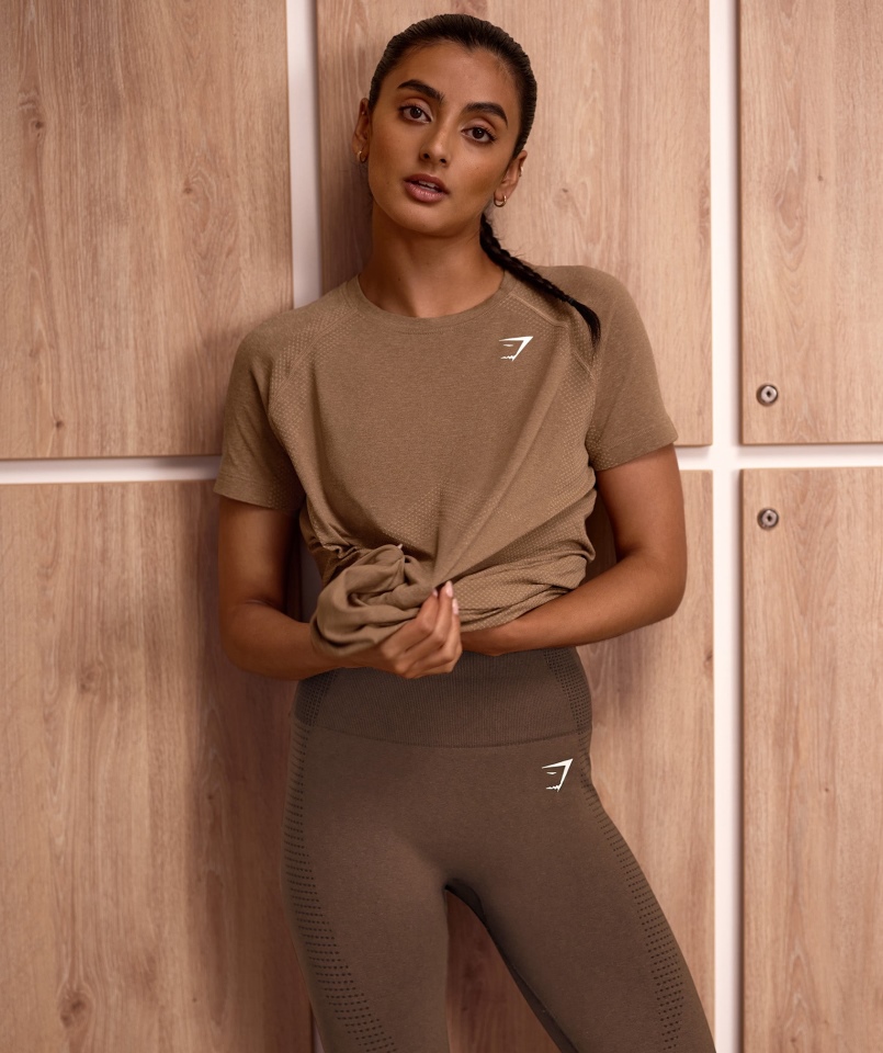 Gymshark Vital Bezszwowa Lekka Koszulka 2.0 Jasnoszary Marl