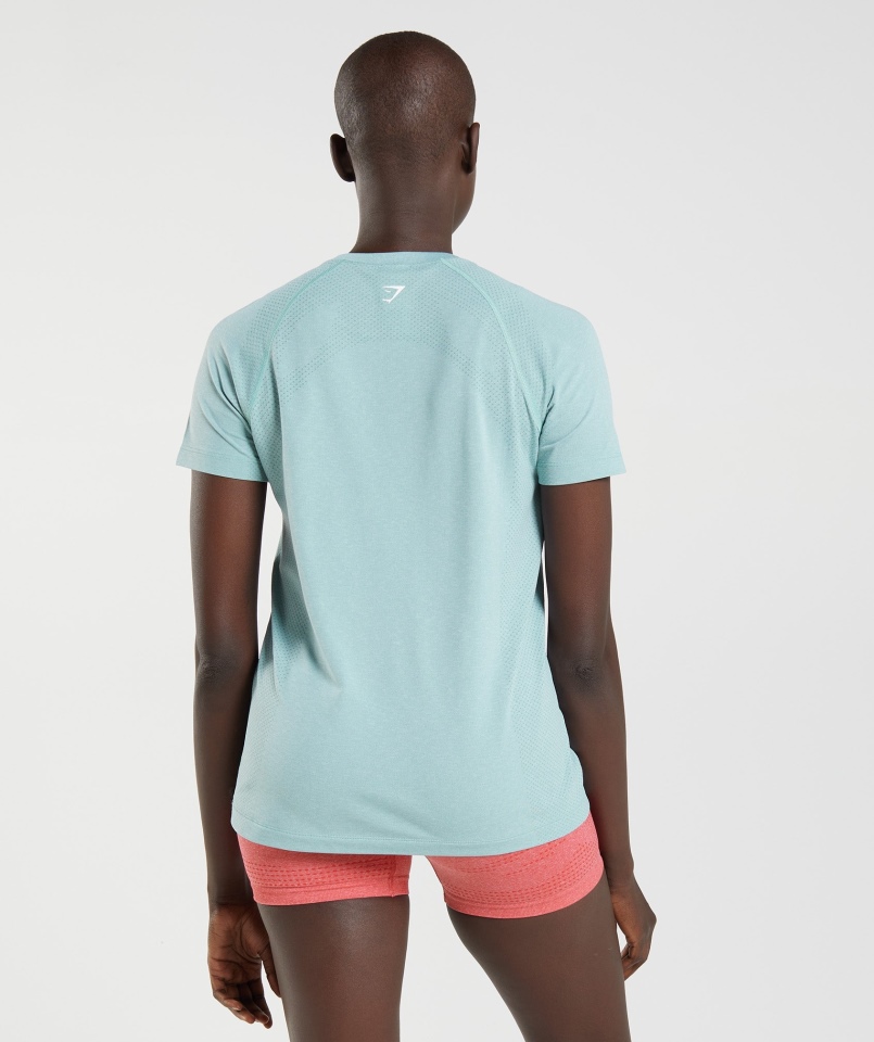 Gymshark Vital Bezszwowa Lekka Koszulka 2.0 Perłowo-niebieska Marl