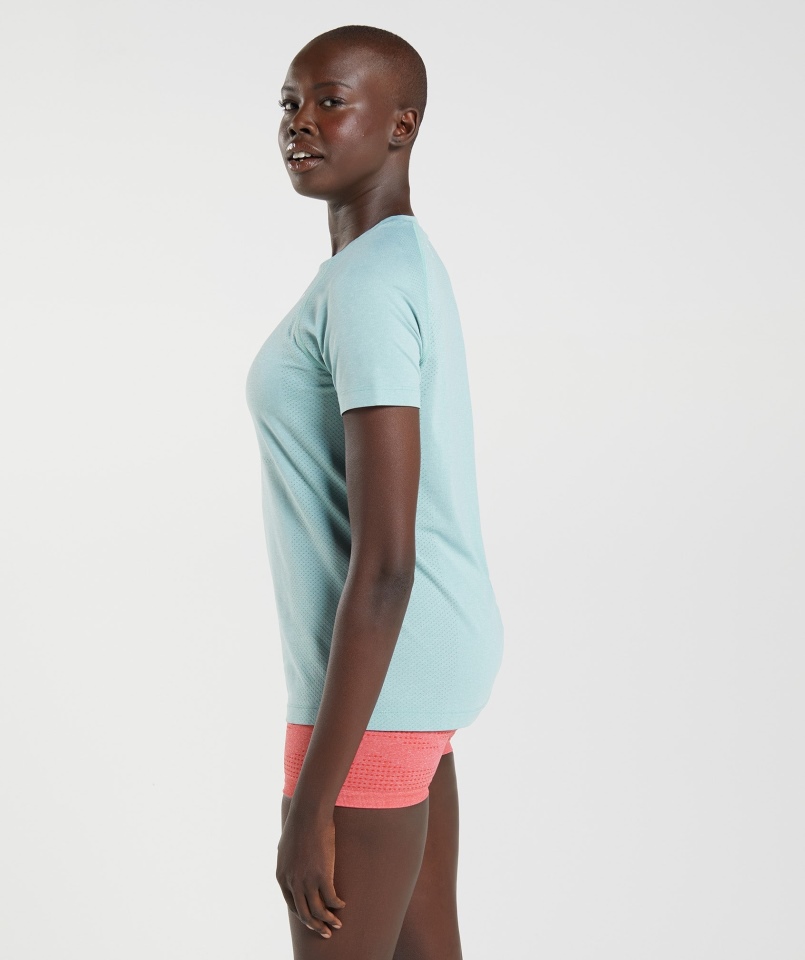 Gymshark Vital Bezszwowa Lekka Koszulka 2.0 Perłowo-niebieska Marl