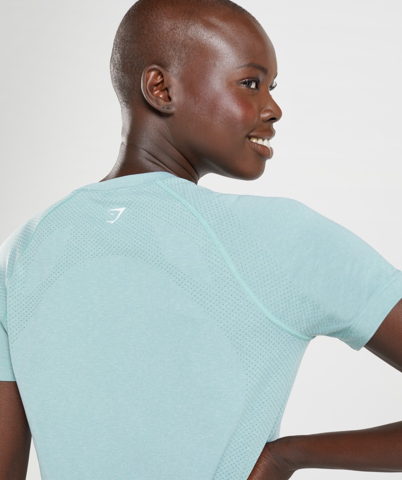 Gymshark Vital Bezszwowa Lekka Koszulka 2.0 Perłowo-niebieska Marl