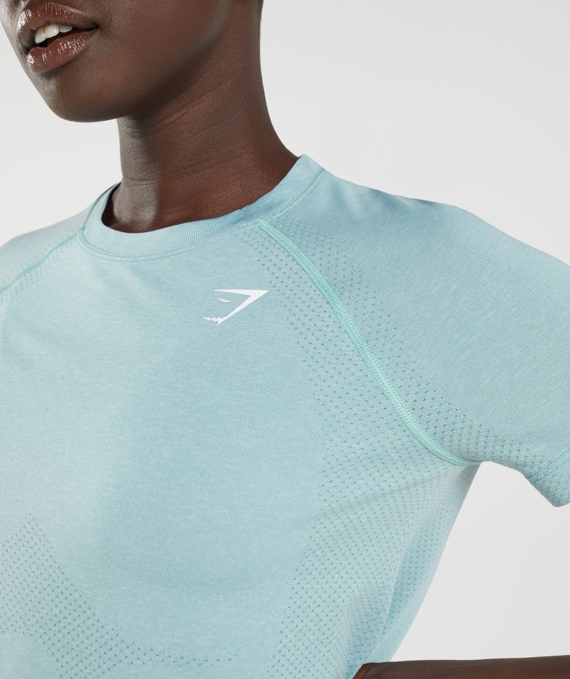 Gymshark Vital Bezszwowa Lekka Koszulka 2.0 Perłowo-niebieska Marl