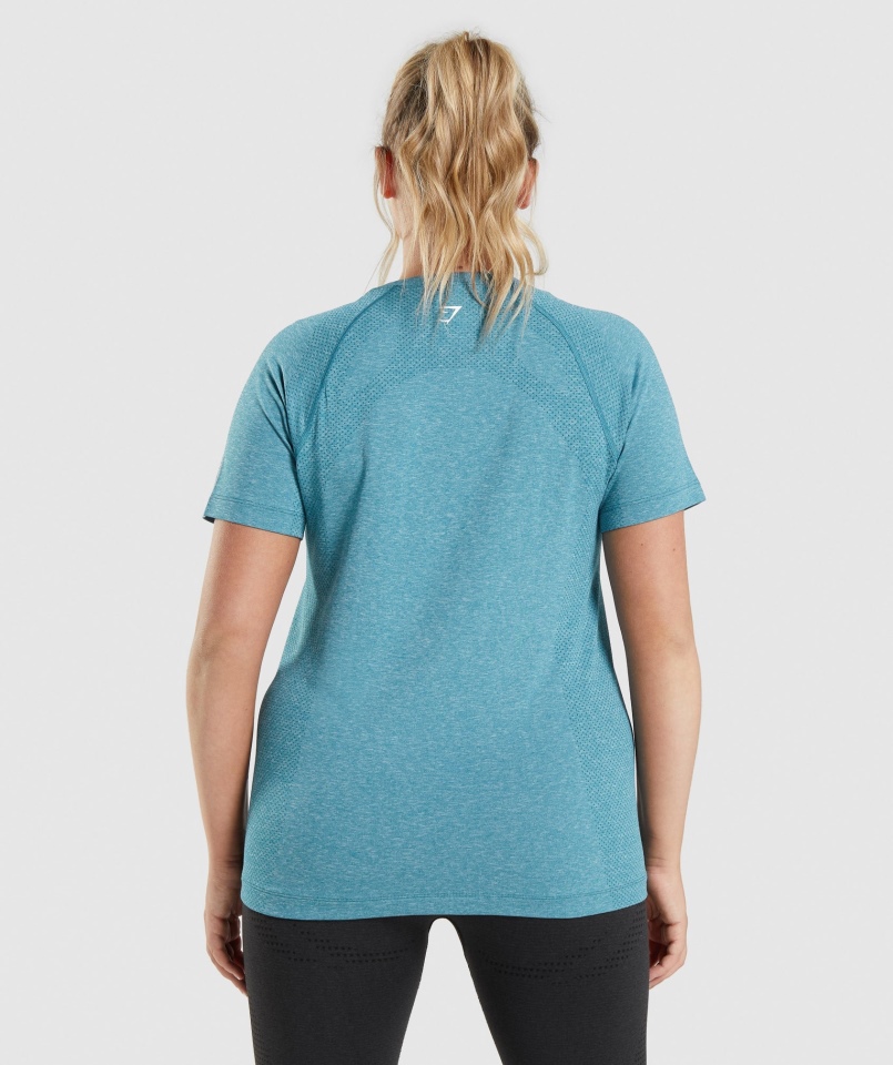 Gymshark Vital Bezszwowa Lekka Koszulka 2.0 Tahoe Turkusowy Marl